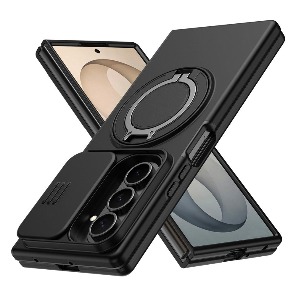 Samsung Galaxy Z Fold8 Ultra / Fold7 EIDERWOOD Hybrid Deksel med 360° Roterbart Stativ & Kamerabeskyttelse - MagSafe Kompatibel - Svart