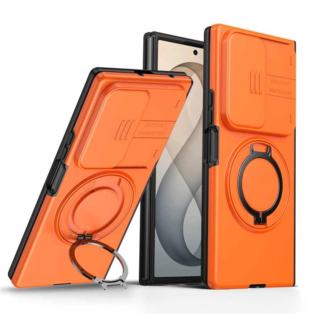 Samsung Galaxy Z Fold8 Ultra / Fold7 EIDERWOOD Hybrid Deksel med 360° Roterbart Stativ & Kamerabeskyttelse - MagSafe Kompatibel - Oransje