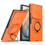 Samsung Galaxy Z Fold8 Ultra / Fold7 EIDERWOOD Hybrid Deksel med 360° Roterbart Stativ & Kamerabeskyttelse - MagSafe Kompatibel - Oransje