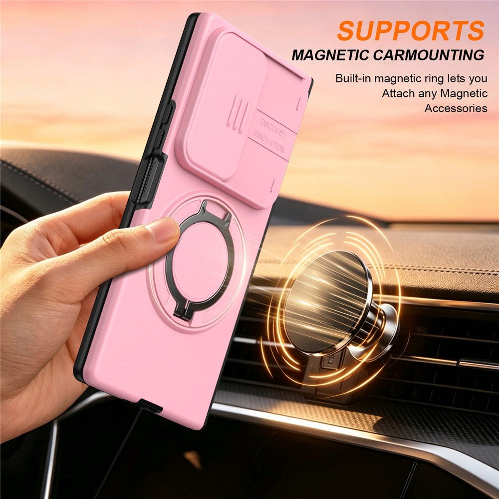 Samsung Galaxy Z Fold8 Ultra / Fold7 EIDERWOOD Hybrid Deksel med 360° Roterbart Stativ & Kamerabeskyttelse - MagSafe Kompatibel - Rosa