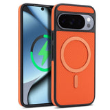 Google Pixel 11 Pro XL EIDERWOOD Deksel med Karbonstruktur – MagSafe Kompatibel – Oransje