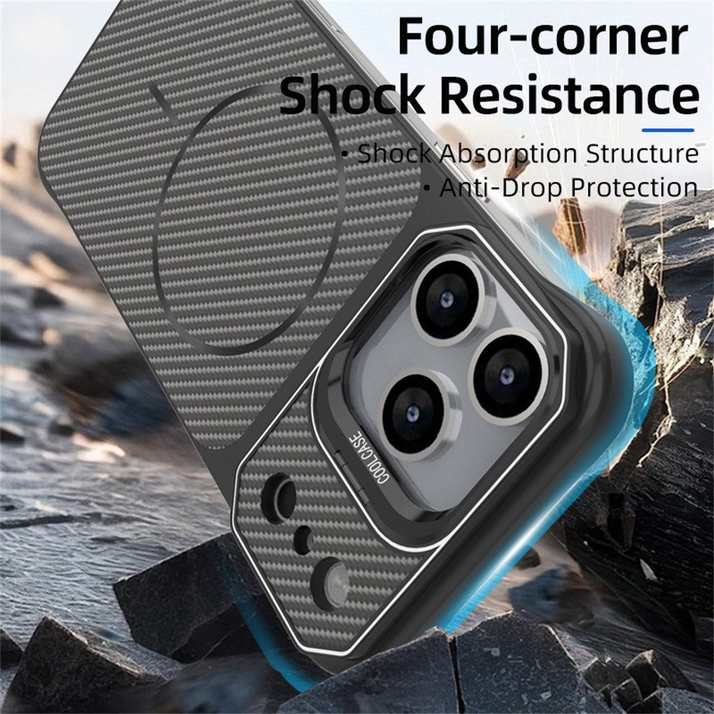 iPhone 18 Pro / 17 Pro EIDERWOOD Carbon Deksel m. Kickstand - MagSafe Kompatibel - Oransje