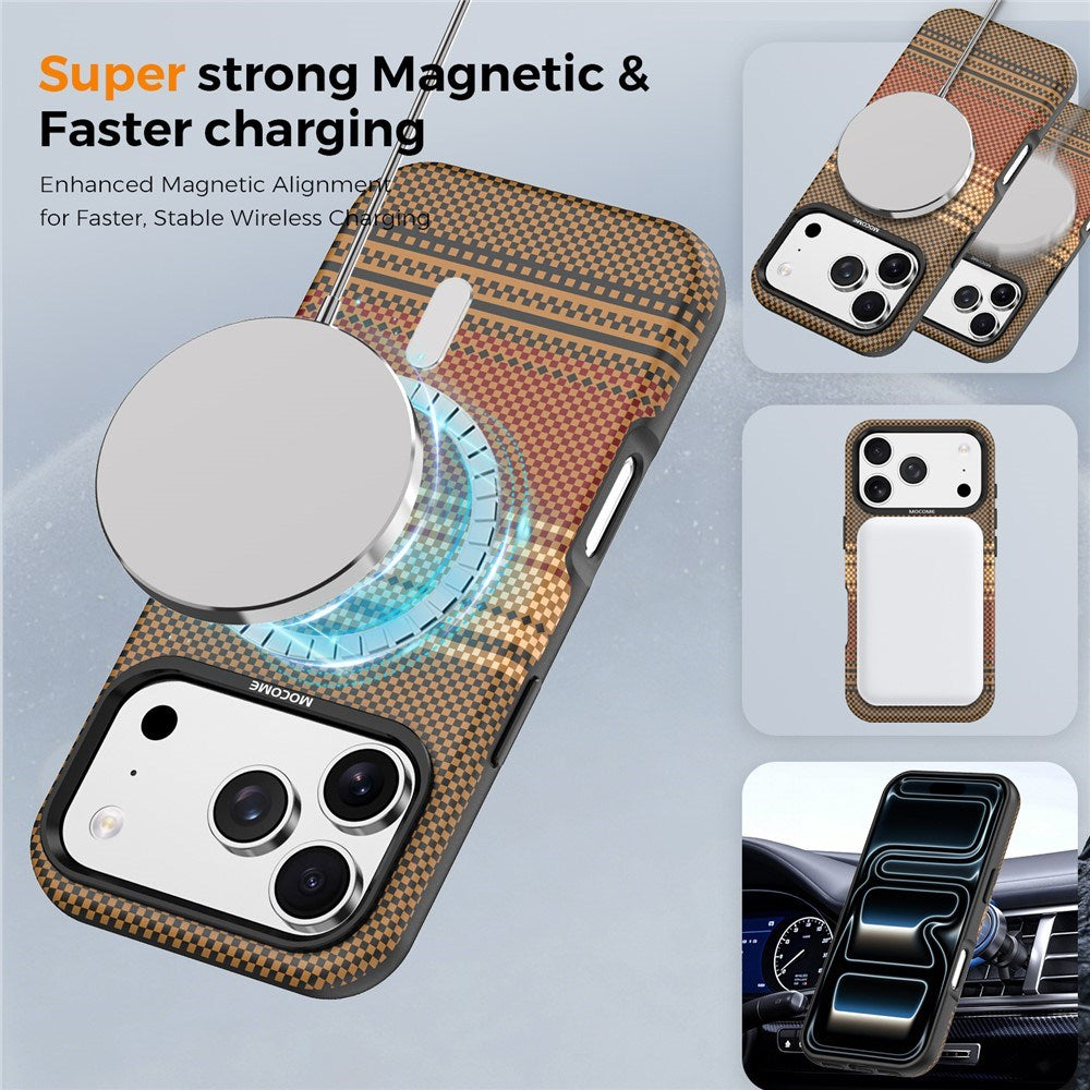 iPhone 18 Pro EIDERWOOD Deksel med Mønstret Kunstskinn Bakside – MagSafe Kompatibel - Brun