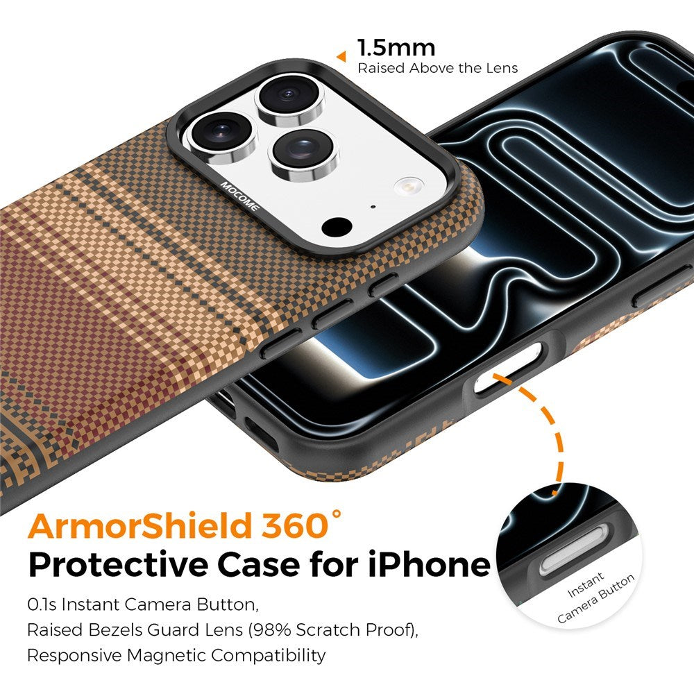 iPhone 18 Pro EIDERWOOD Deksel med Mønstret Kunstskinn Bakside – MagSafe Kompatibel - Brun