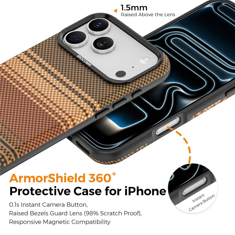 iPhone 18 Pro Max EIDERWOOD Deksel med Mønstret Kunstskinn Bakside – MagSafe Kompatibel - Brun