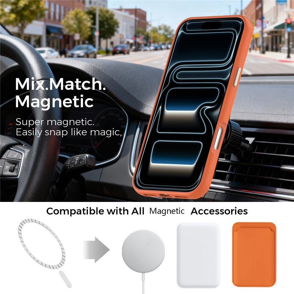 iPhone 18 Pro Max EIDERWOOD Kunstskinn Bak Deksel m. Avtakbar Kortholder - MagSafe Kompatibel - Oransje