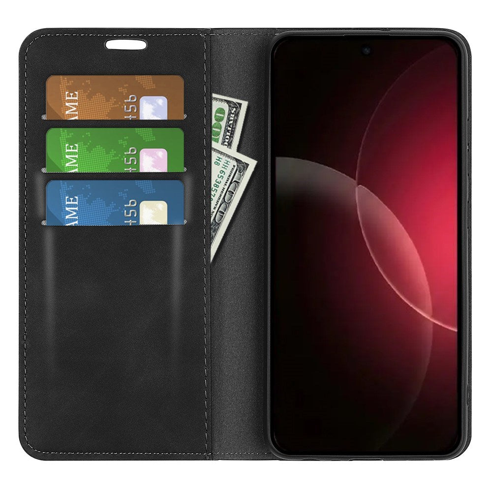 Xiaomi 18 Pro Max EIDERWOOD Flip Deksel i Kunstskinn med Lommebok og Stativfunksjon - Svart