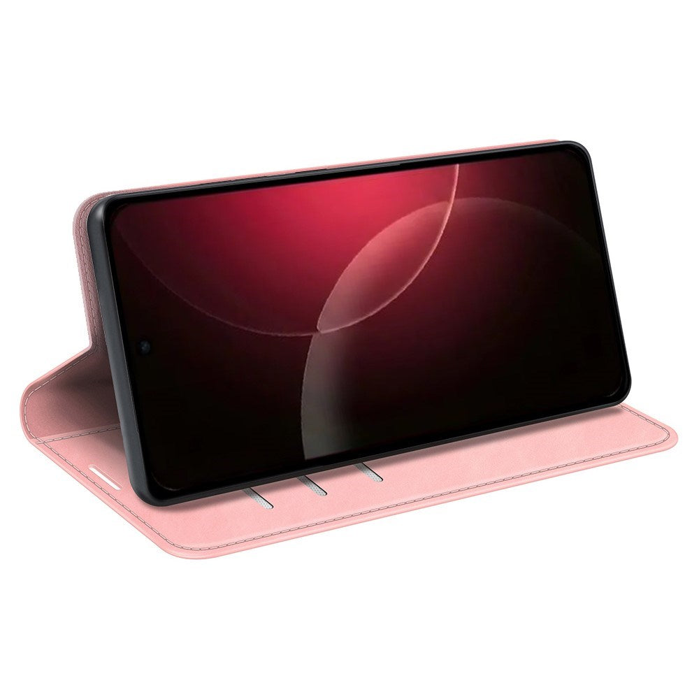 Xiaomi 18 Pro EIDERWOOD Flip Deksel i Kunstskinn med Lommebok og Stativfunksjon - Rosa