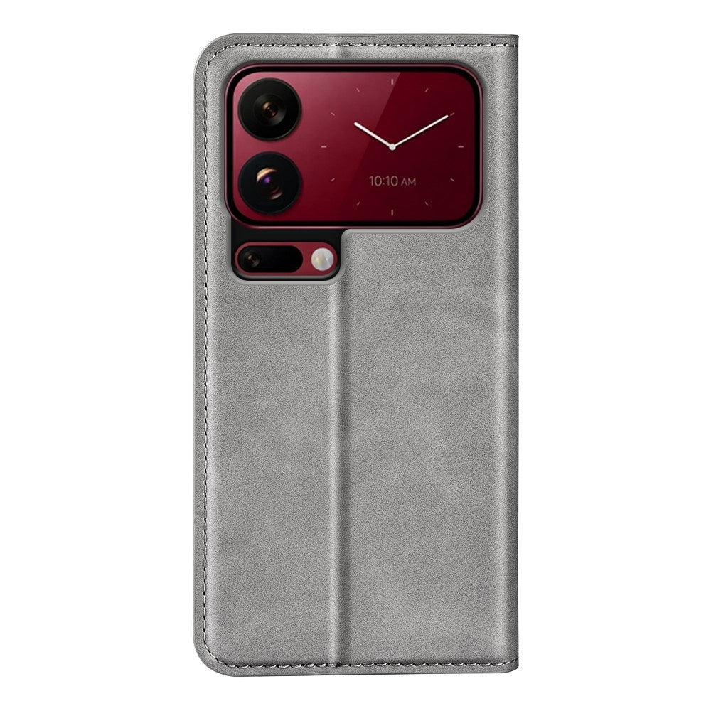 Xiaomi 18 Pro EIDERWOOD Flip Deksel i Kunstskinn med Lommebok og Stativfunksjon - Grå