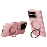 Google Pixel 11 Pro Fold ABEEL Hardt Soft-Touch Plast Deksel m. Kickstand - MagSafe Kompatibel - Rosa