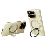 Google Pixel 11 Pro Fold ABEEL Hardt Soft-Touch Plast Deksel m. Kickstand - MagSafe Kompatibel - Gul