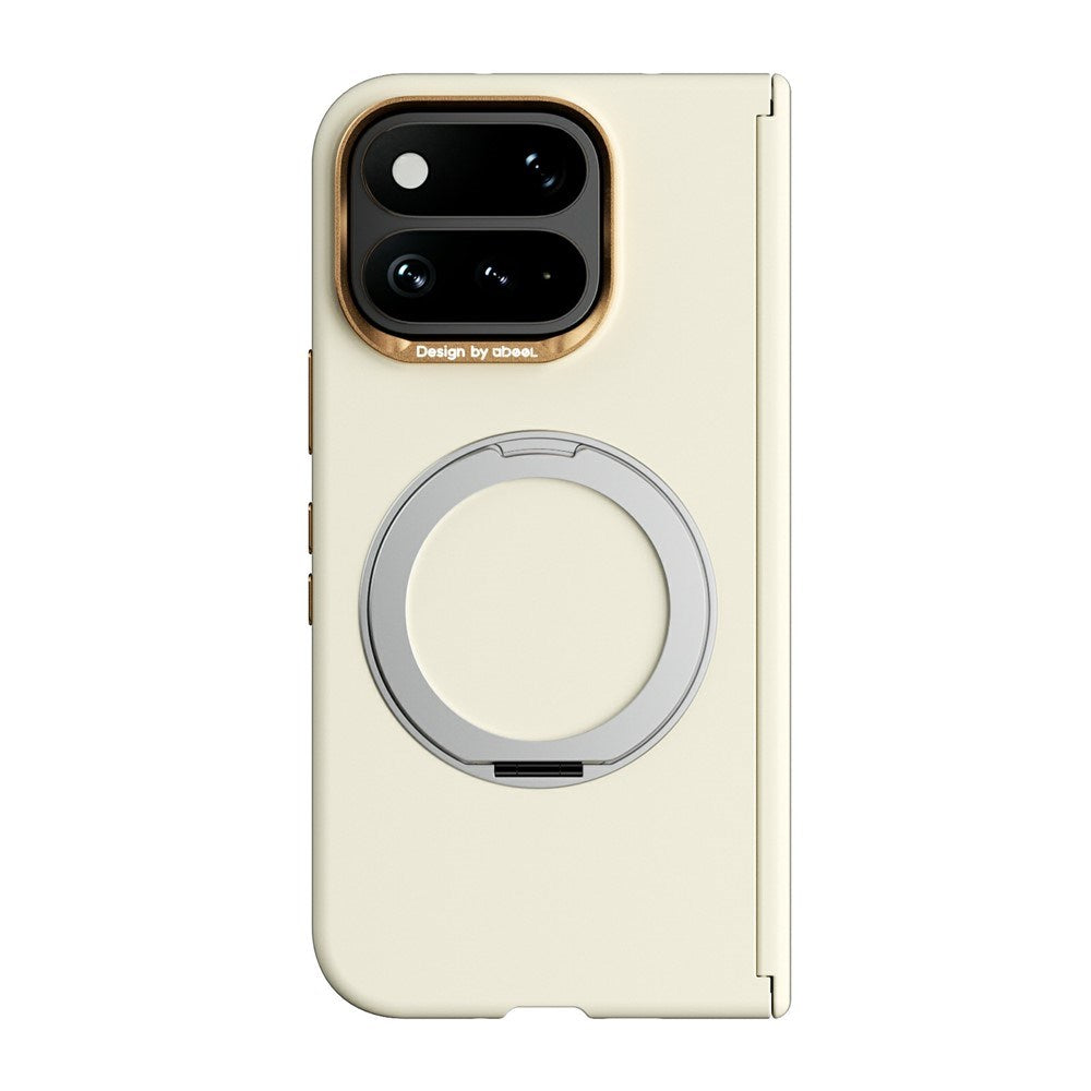 Google Pixel 11 Pro Fold ABEEL Hardt Soft-Touch Plast Deksel m. Kickstand - MagSafe Kompatibel - Gul