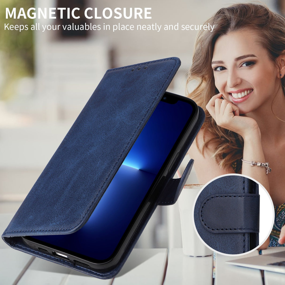 Honor 600 Smart EIDERWOOD flippdeksel i kunstskinn – blå
