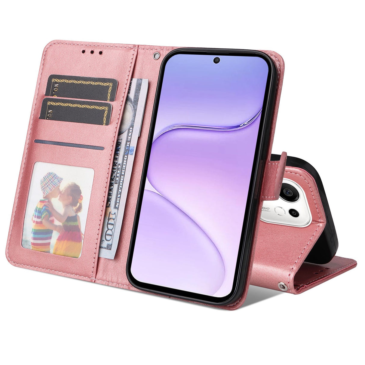 Honor 600 Smart EIDERWOOD flippdeksel i kunstskinn – rosa