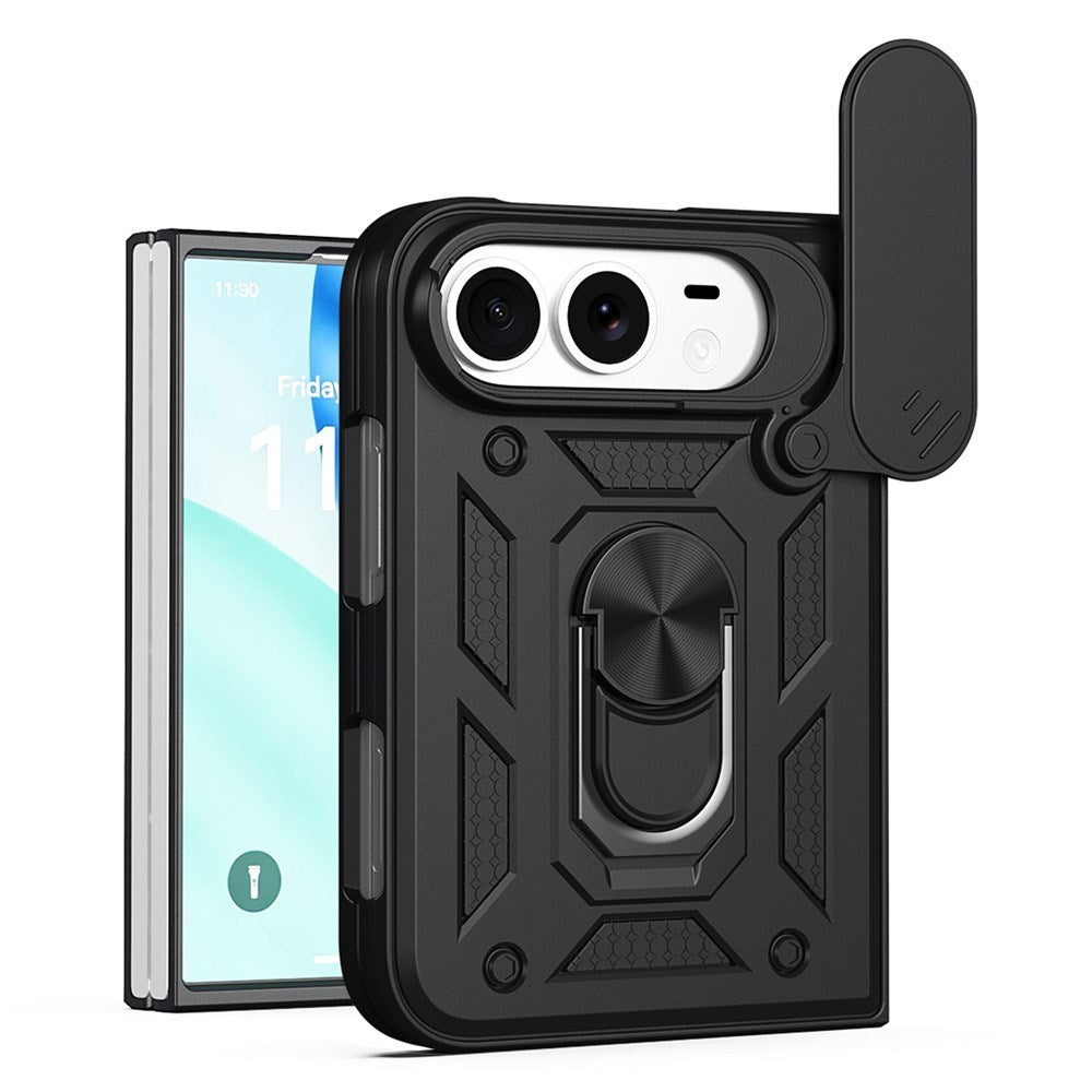 iPhone Fold EIDERWOOD Hybrid Håndverker Deksel m. Kickstand & Cam Slider - Svart