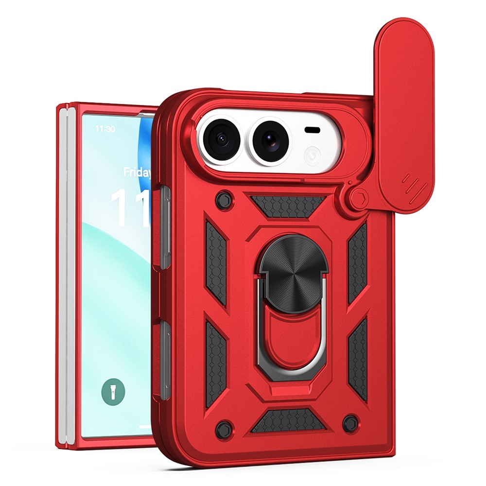 iPhone Fold EIDERWOOD Hybrid Håndverker Deksel m. Kickstand & Cam Slider - Rød