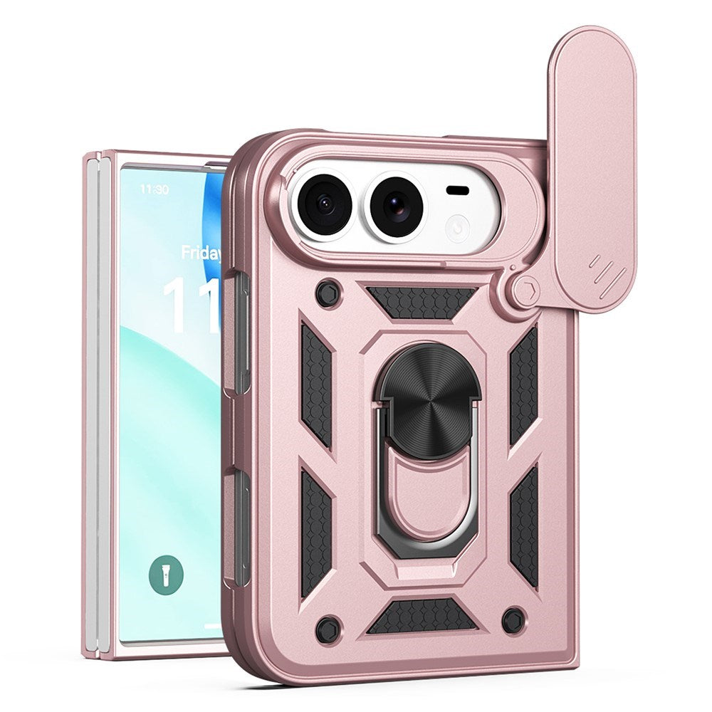 iPhone Fold EIDERWOOD Hybrid Håndverker Deksel m. Kickstand & Cam Slider - Rose Gold