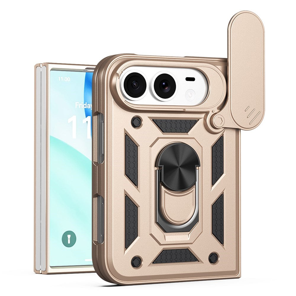 iPhone Fold EIDERWOOD Hybrid Håndverker Deksel m. Kickstand & Cam Slider - Gull