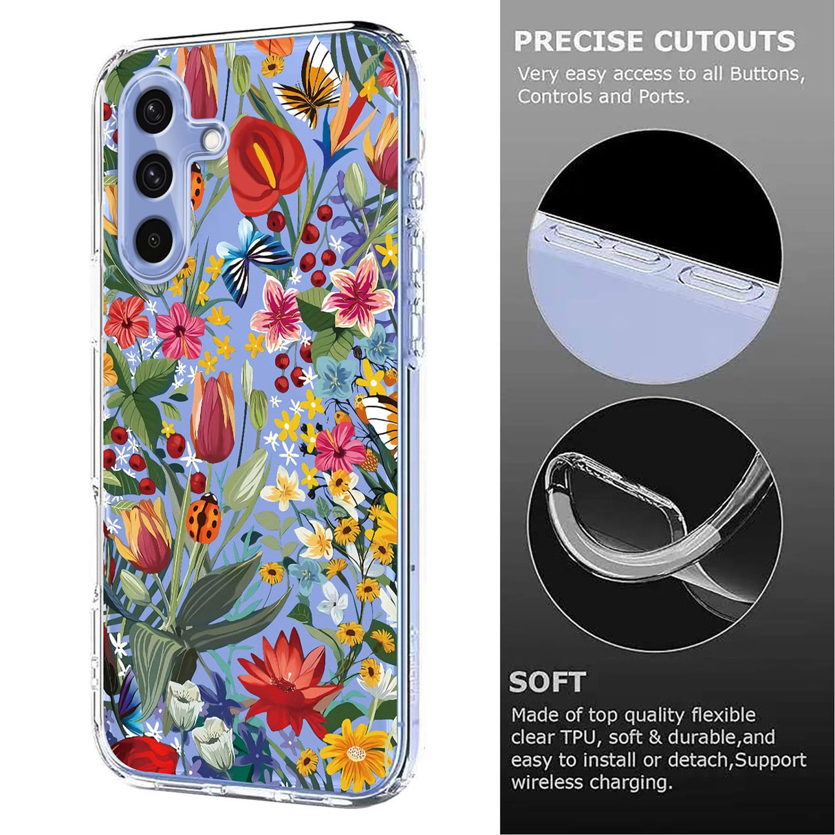 Samsung Galaxy S26 FE EIDERWOOD Fleksibelt Plast Deksel med Blomstermotiv - Gjennomsiktig / Liljer