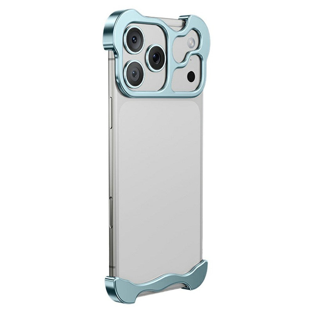 iPhone 18 Pro Max Todelt Metall Bumper Deksel - Blå