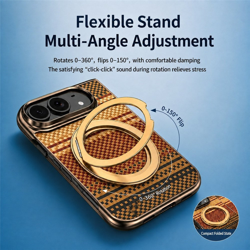iPhone Fold EIDERWOOD Aramid Deksel m. Innebygd Beskyttelsesfilm & Kickstand - MagSafe Kompatibel - Oransje