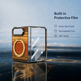iPhone Fold EIDERWOOD Aramid Deksel m. Innebygd Beskyttelsesfilm & Kickstand - MagSafe Kompatibel - Svart