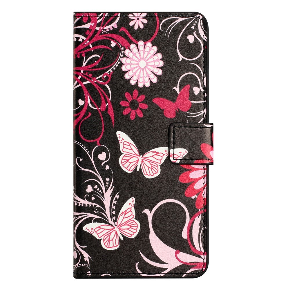 Samsung Galaxy S26 FE EIDERWOOD Flip Deksel med Kortholder og Stativ Funksjon - Svart / Sommerfugler