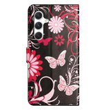 Samsung Galaxy S26 FE EIDERWOOD Flip Deksel med Kortholder og Stativ Funksjon - Svart / Sommerfugler