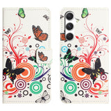 Samsung Galaxy S26 FE EIDERWOOD Flip Deksel med Kortholder og Stativ Funksjon - Hvit / Sommerfugler