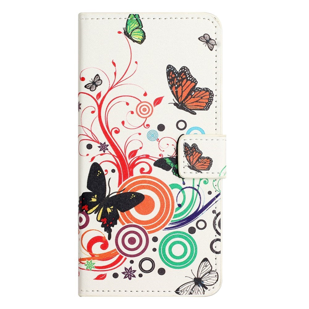 Samsung Galaxy S26 FE EIDERWOOD Flip Deksel med Kortholder og Stativ Funksjon - Hvit / Sommerfugler