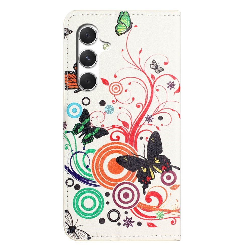 Samsung Galaxy S26 FE EIDERWOOD Flip Deksel med Kortholder og Stativ Funksjon - Hvit / Sommerfugler