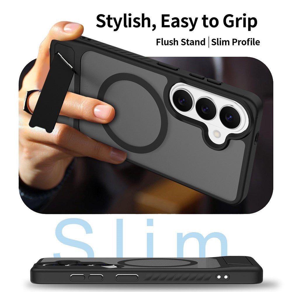 Samsung Galaxy S26 FE / S25 FE EIDERWOOD Hybrid Deksel m. Kickstand - MagSafe Kompatibel - Svart