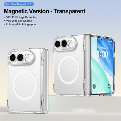 iPhone Fold EIDERWOOD Hybrid Deksel med Skjermbeskyttelse - MagSafe Kompatibel - Gjennomsiktig / Hvit