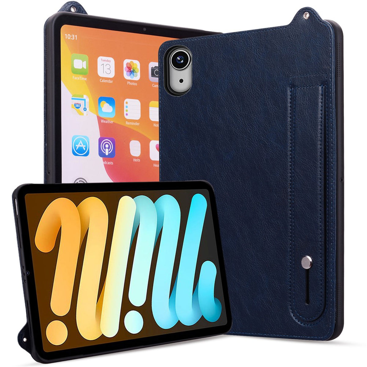 iPad Mini (2026) 8. Gen. EIDERWOOD Kunstskinn Bak Deksel m. Stropp Kickstand - Blå