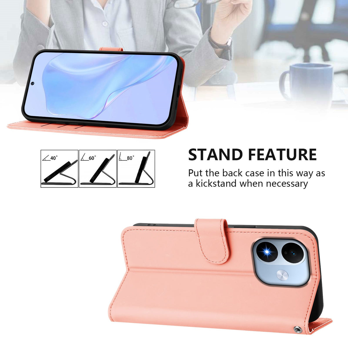 Xiaomi Redmi Note 17 (5G) EIDERWOOD Kunstskinn Flip Deksel m. Stropp - Rosa