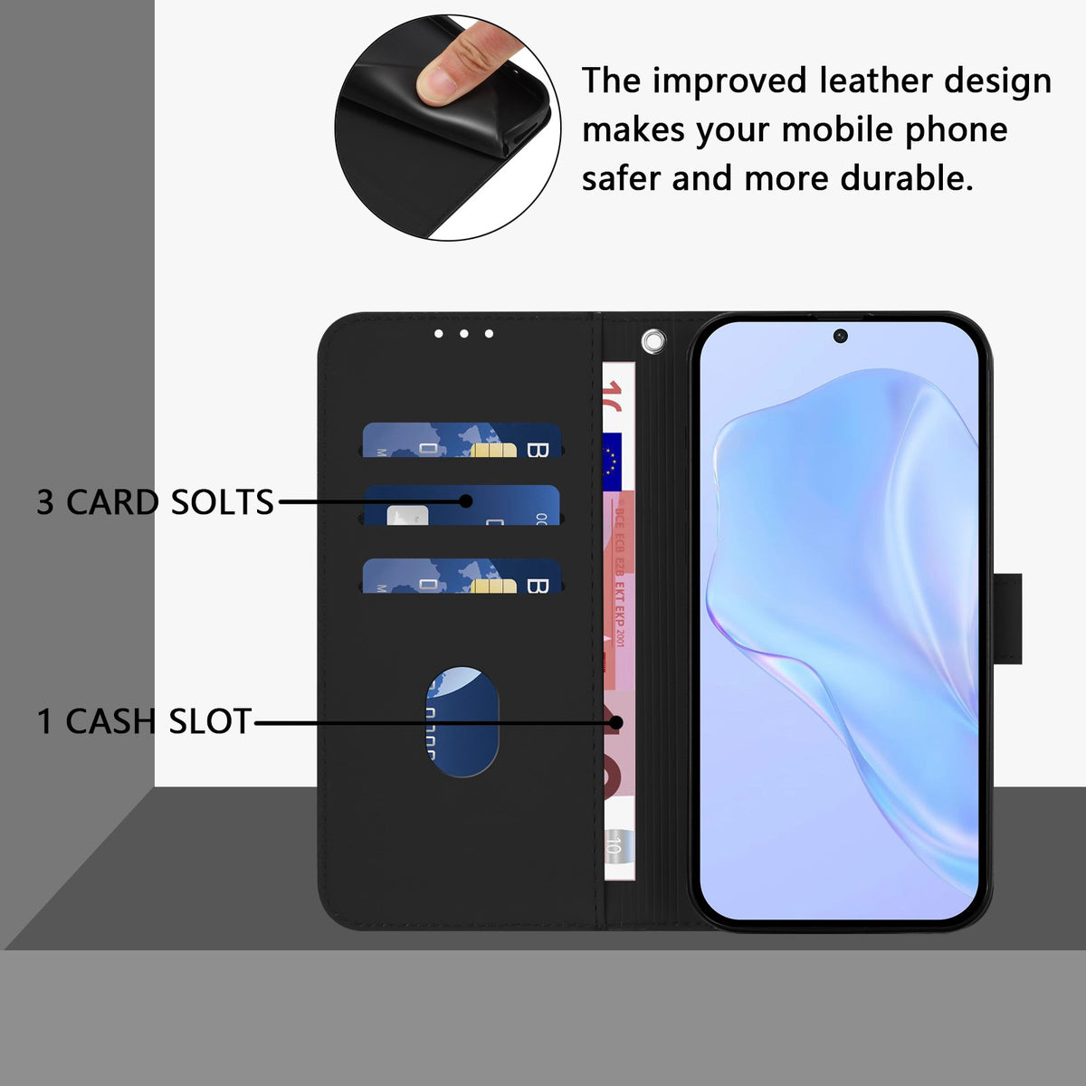 Xiaomi Redmi 17C (5G) EIDERWOOD Flip Deksel i Kunstskinn med Stropp - Svart