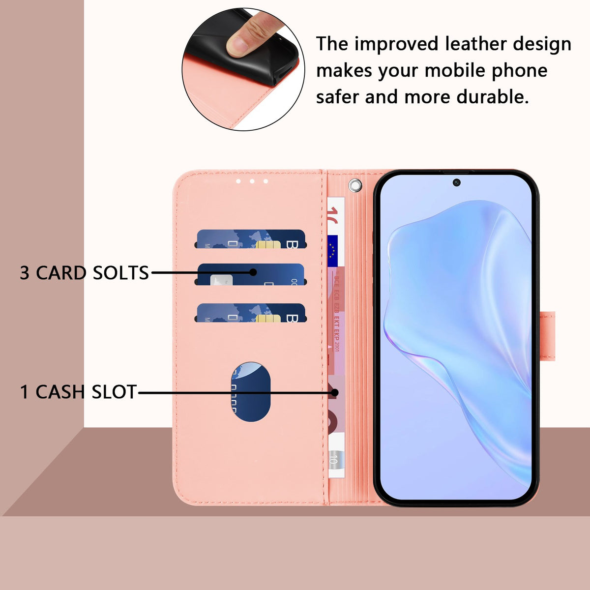 Xiaomi Redmi 17C (5G) EIDERWOOD Flip Deksel i Kunstskinn med Stropp - Rosa