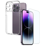 NORTHJO iPhone 14 Pro 2-i-1 Sett Fleksibelt Plast Deksel med Herdet Beskyttelsesglass - Gjennomsiktig