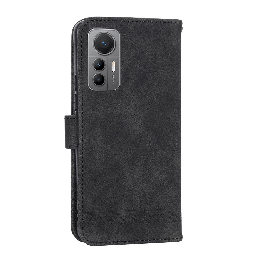 EIDERWOOD Xiaomi 12 Pro Kunstskinn Deksel med Lommebok og Stropp - Svart