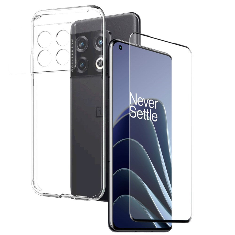 NORTHJO OnePlus 10 Pro 2-i-1 Sett Fleksibelt Plast Deksel med Herdet Beskyttelsesglass - Gjennomsiktig
