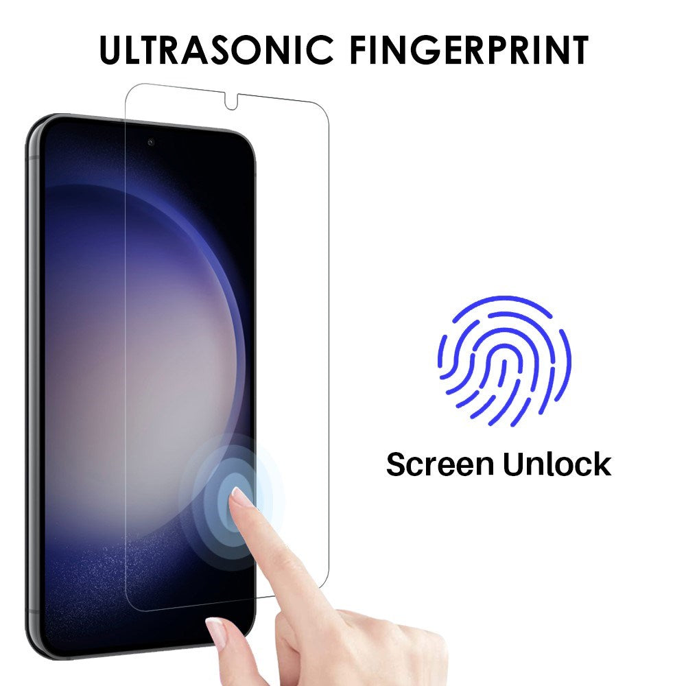 NORTHJO Samsung Galaxy S23 | 3-i-1 360° Beskyttelsessett med Deksel | Skjermbeskytter | Kameralinsebeskytter - Gjennomsiktig