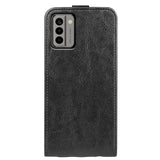 Nokia G22 Vertikalt Flip Kunst Skinn Deksel med Lommebok - Svart