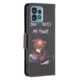 Motorola Edge 40 Pro Deksel i Kunstkinn med Lommebok og Trykk - "Don't Touch My Phone" Bjørn