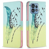 Motorola Edge 40 Pro Deksel i Kunstkinn med Lommebok og Trykk - Fjær