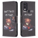 Nokia C22 Deksel i Kunstkinn med Lommebok og Trykk - "Don't Touch My Phone" Bjørn
