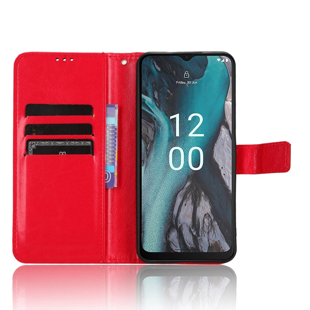 Nokia C22 Flipp Deksel i Kunstskinn med Lommebok og Stropp - Rød