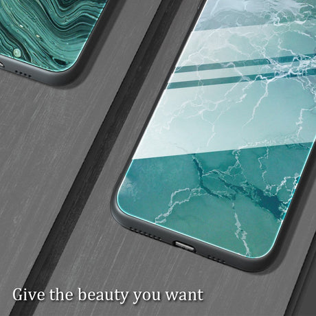Xiaomi Poco F5 Deksel m. Glassbakside - Turkis Marmor