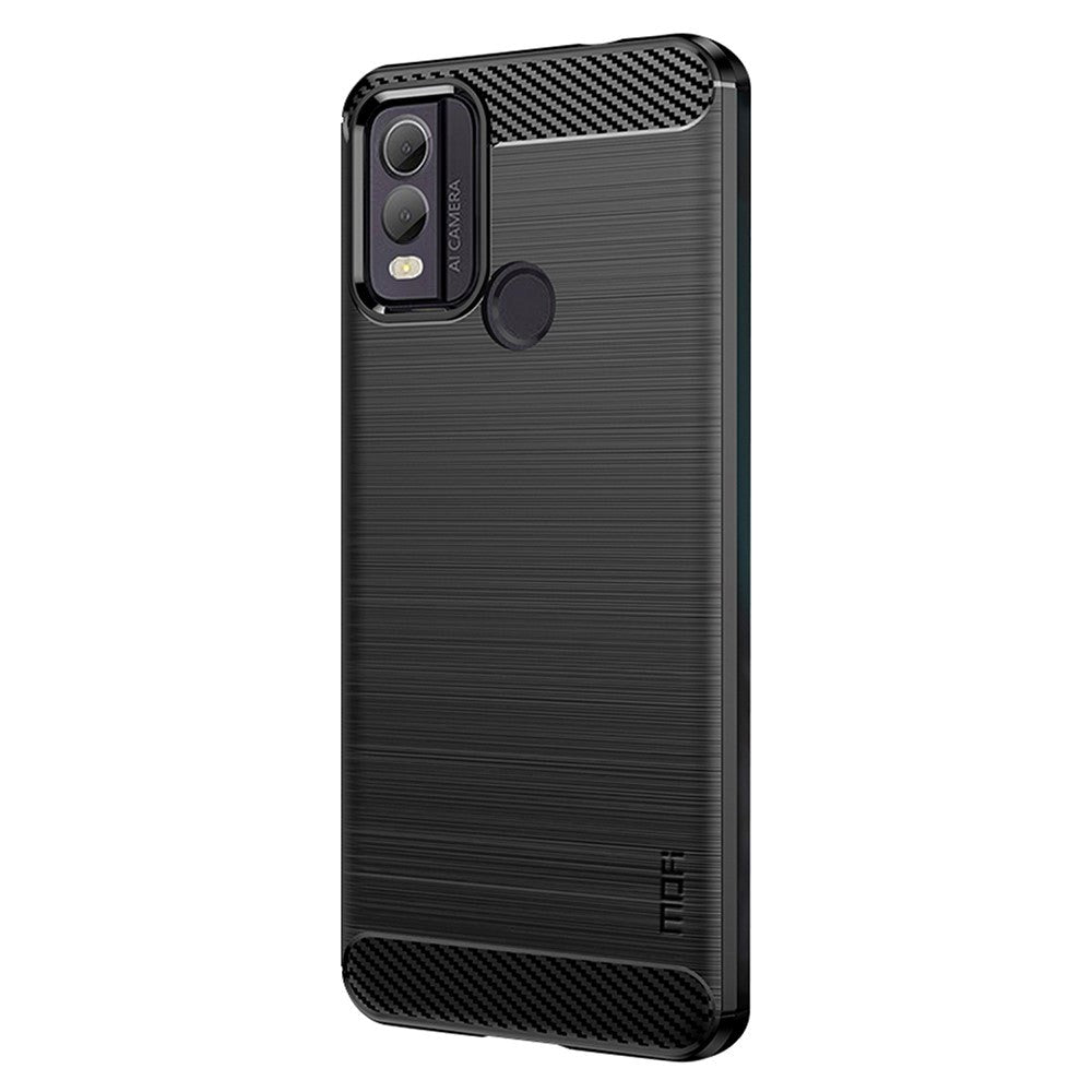 Nokia C22 Mofi Brushed Carbon Fiber Fleksibelt Plast Deksel - Svart