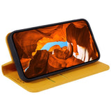 Motorola Edge 40 Skinn Deksel med Kortholder & Stativfunksjon - Oransje