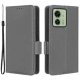 Motorola Edge 40 PU Litchi Skin Flip Deksel med Lommebok - Grå